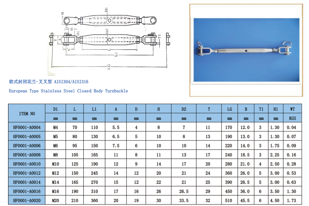 Jaw Jaw Wire Rope Fork Rigging Screw