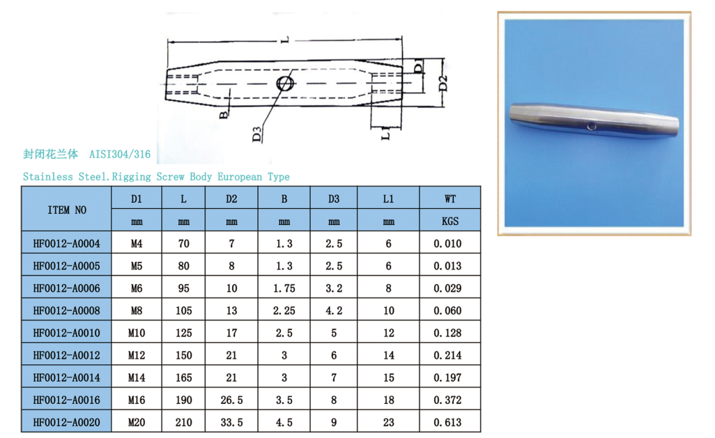 Rigging Screw Body Rigging Screw Body