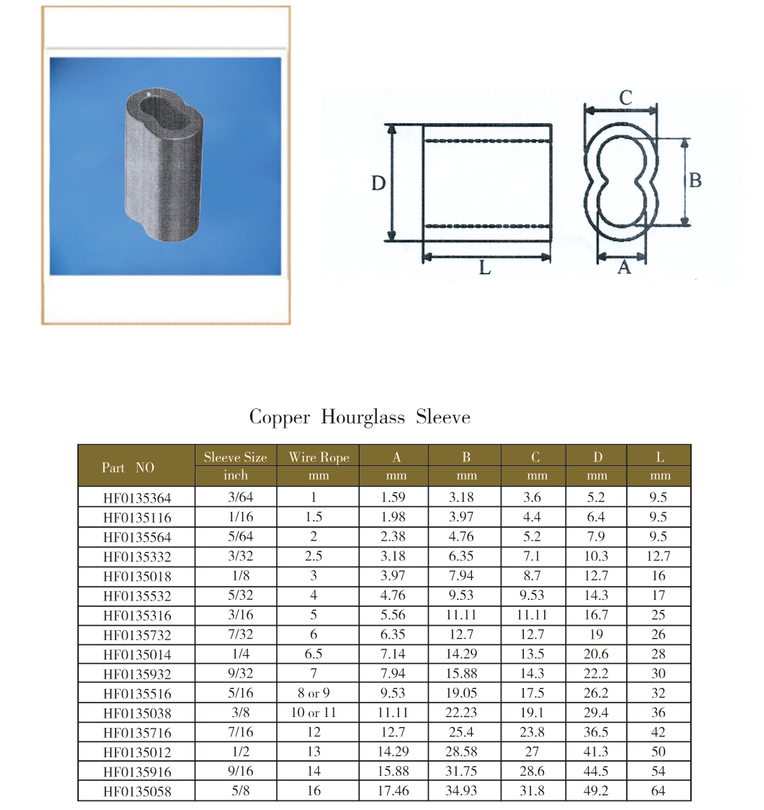 Duplex Hourglass swage sleeves