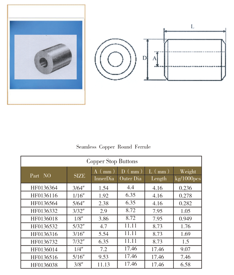 Copper Round Ferrule