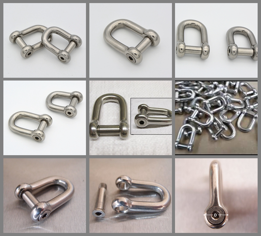 Stainless Steel D Shackle with Flush Allen Key Pin