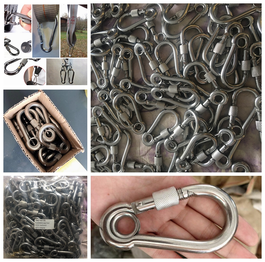 Stainless Steel Screw Lock Snap Hooks With Eyelet