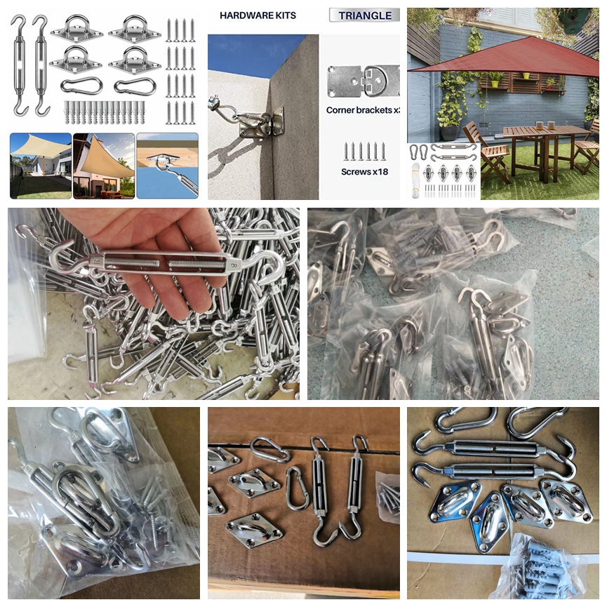 40pcs Shading Sail Stainless Steel Fittings Sun Sail Shade Canopy Fixing Fittings Hardware Accessory Kit