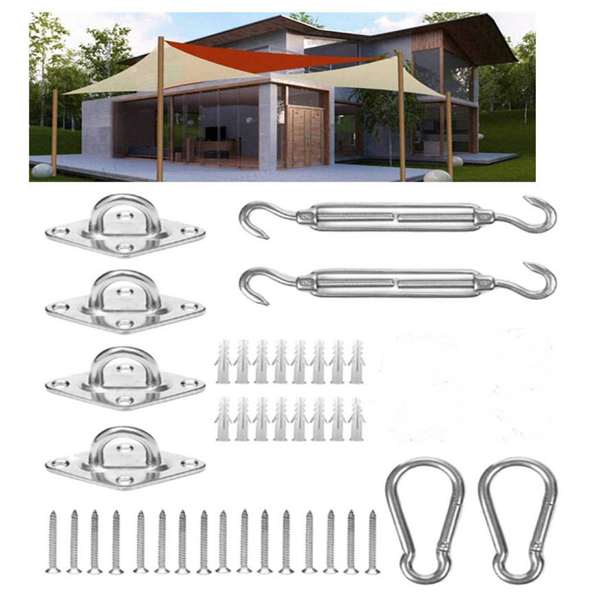 40pcs Shading Sail Stainless Steel Fittings Sun Sail Shade Canopy Fixing Fittings Hardware Accessory Kit