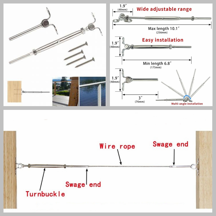 Stainless Steel Cable Railing Toggle Kits Fitting