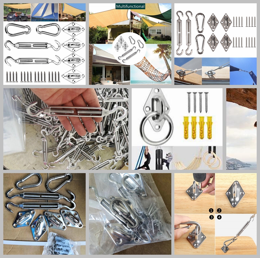 M6 Stainless Steel Sun Shading Sail Shade Canopy Fixing Fittings Accessory Kit