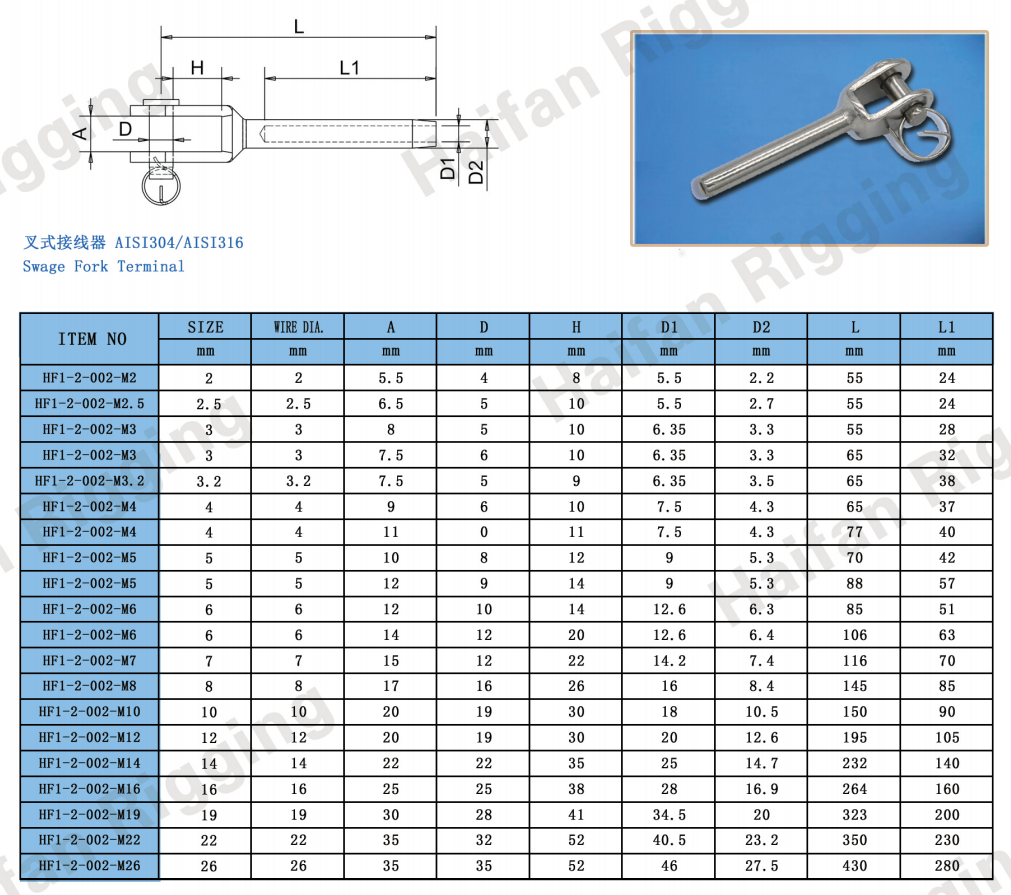 Swage Fork Terminal Swage Fork Terminal