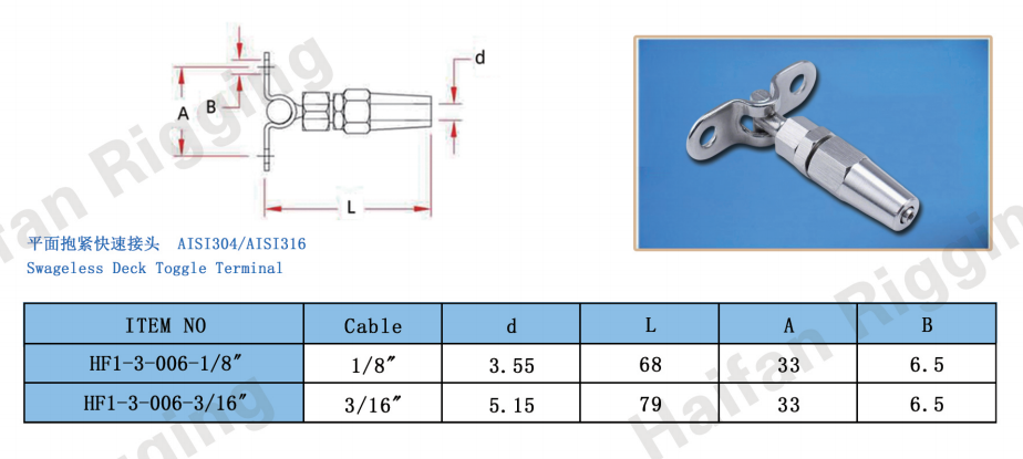 Swageless Deck Toggle Terminal Swageless Deck Toggle Terminal