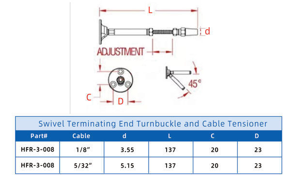 Swageless Swivel Terminating End Turnbuckle Cable Tensioner Swageless Swivel Terminating End Turnbuckle Cable Tensioner