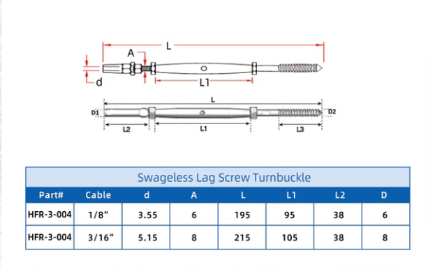 Swageless Lag Screw Turnbuckle Swageless Lag Screw Turnbuckle