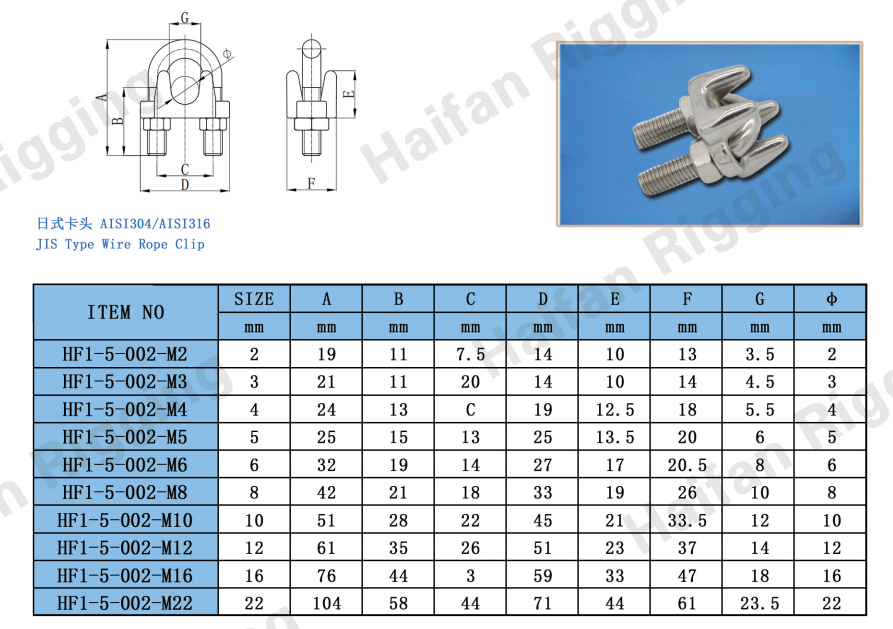 JIS Type Wire Rope Clip JIS Type Wire Rope Clip