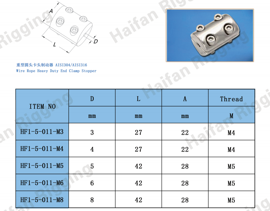 Wire Rope Heavy Duty End Clamp Stopper Wire Rope Heavy Duty End Clamp Stopper