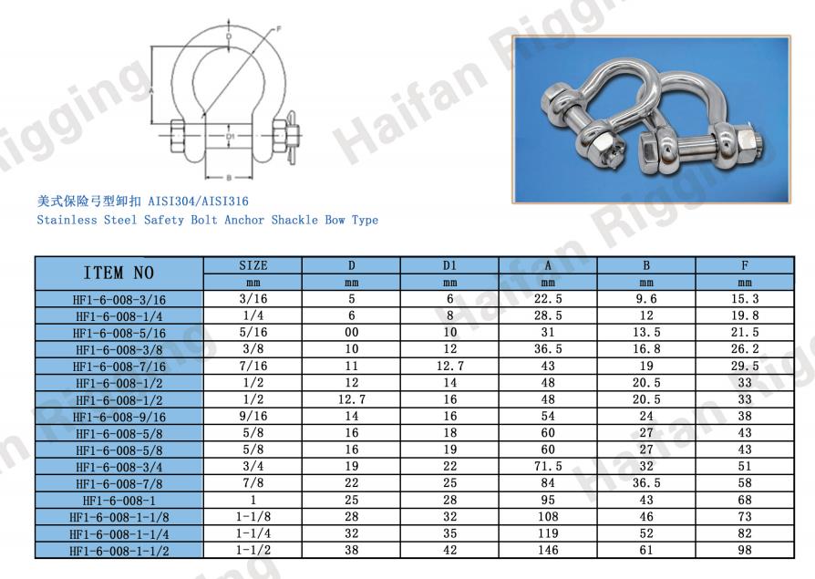 Safety Bolt Anchor Shackle Bow Type Safety Bolt Anchor Shackle Bow Type