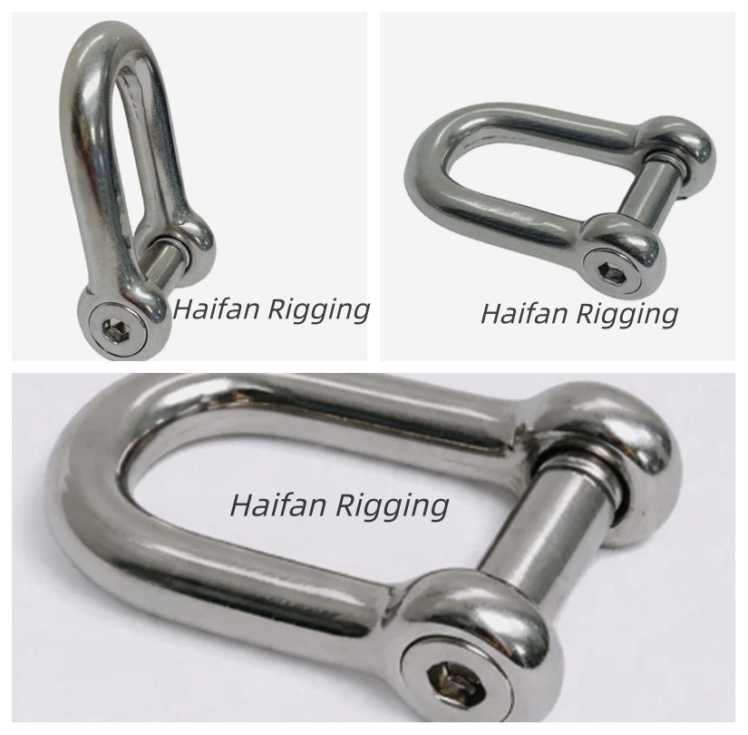 Stainless Steel Wide Dee Shackle with Inner Hexagon Pin