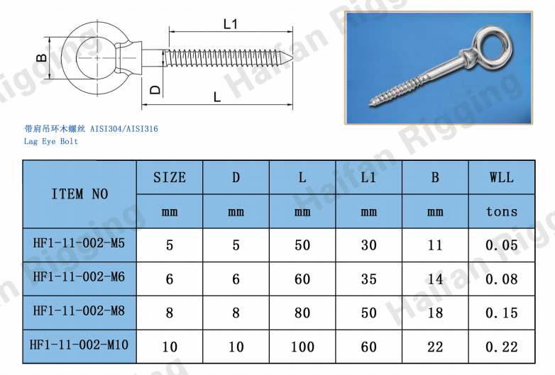 Wood Screw Lag Eye Bolt Wood Screw Lag Eye Bolt