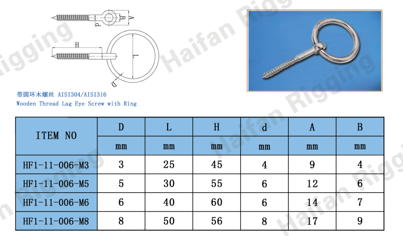 Wooden Thread Lag Eye Screw with Ring Wooden Thread Lag Eye Screw with Ring