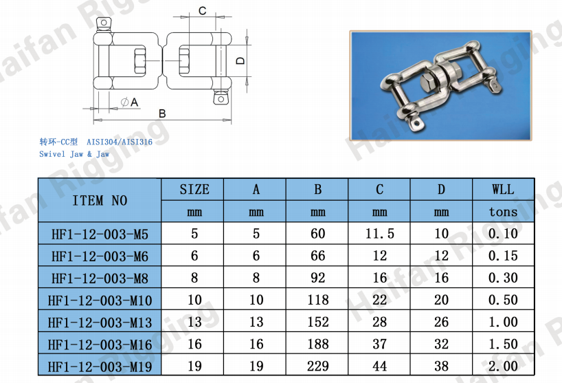 Stainless Steel Swivel Jaw Jaw Stainless Steel Swivel Jaw Jaw