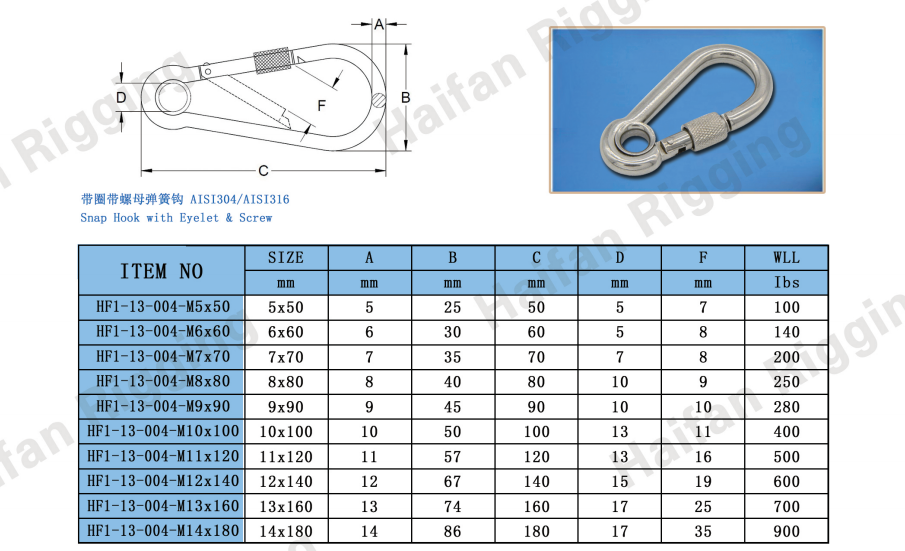 Stainless Steel Screw Lock Snap Hooks With Eyelet Stainless Steel Screw Lock Snap Hooks With Eyelet