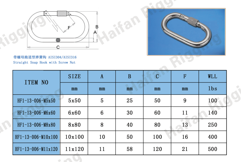 Oval Spring Snap Hook with Screw Nut Oval Spring Snap Hook with Screw Nut