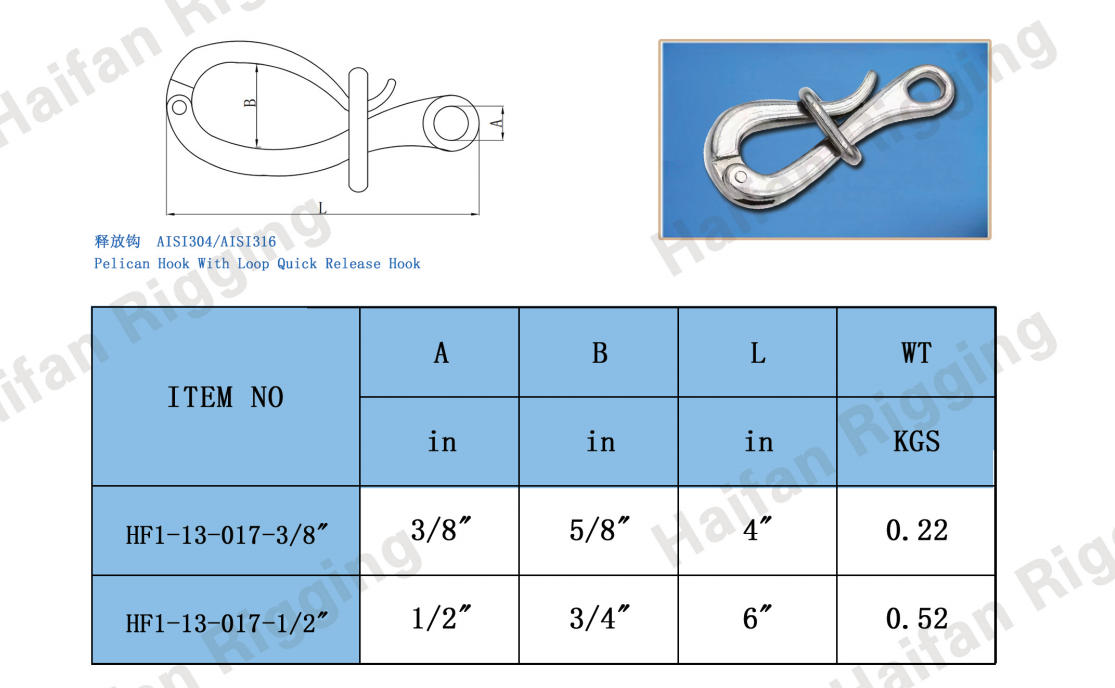Pelican Hook with Loop Quick Release Hook Pelican Hook with Loop Quick Release Hook