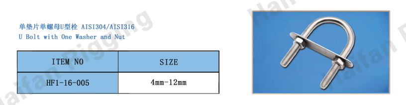 U Bolt with One Plate and Double Nuts U Bolt with One Plate and Double Nuts