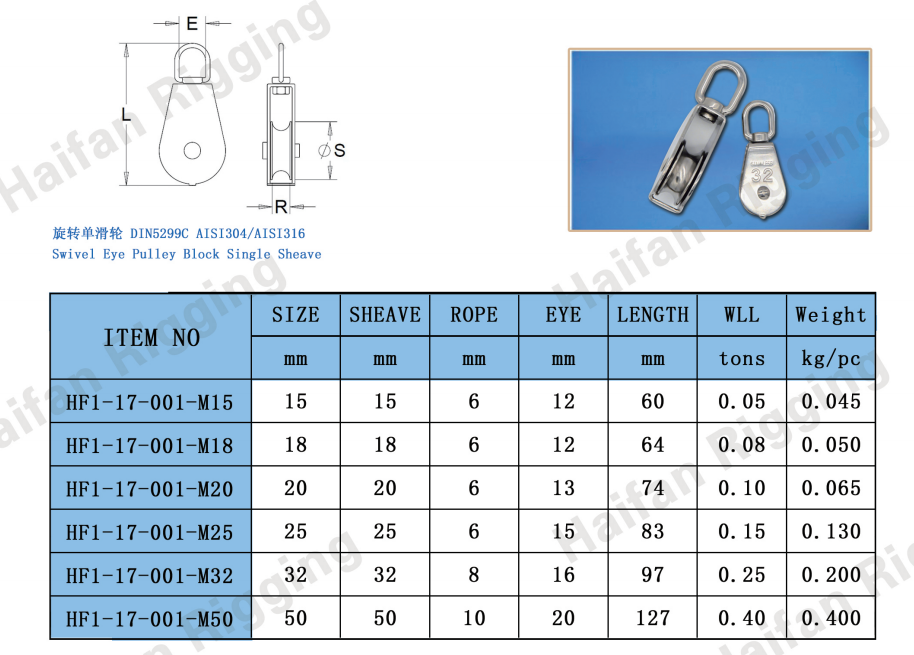 Swivel Eye Single Pulley Swivel Eye Single Pulley