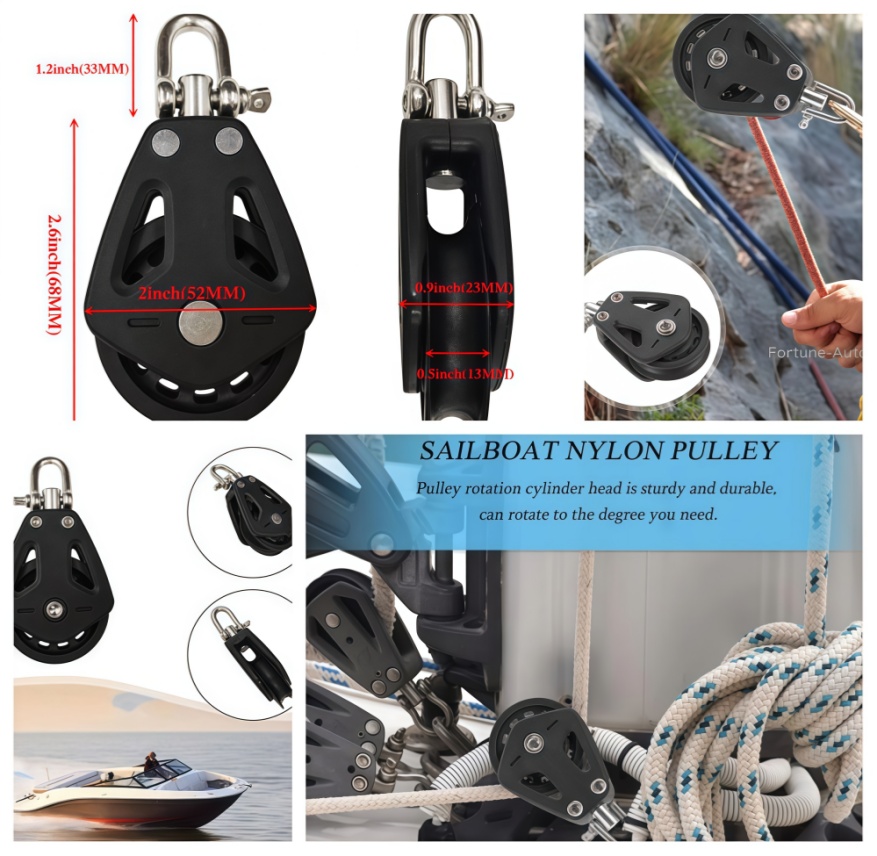 Heavy Pulley Block Single Pulley Rotating Grille Sailboat Marine Single Sailing Block with D shackle Heavy Pulley Block Single Pulley Rotating Grille Sailboat Marine Single Sailing Block with D shackle