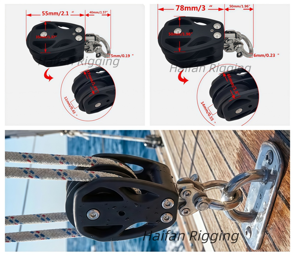 Double Swivel Sailing Block with Bow Shackle Double Swivel Sailing Block with Bow Shackle