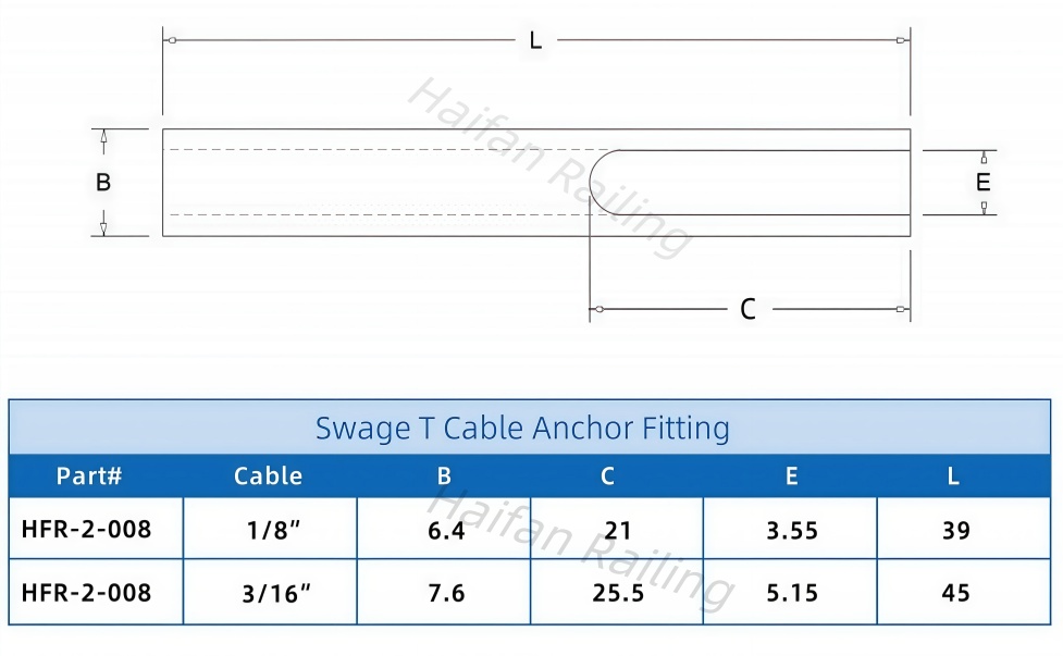 Swage T Cable Anchor Fitting Terminal Swage T Cable Anchor Fitting Terminal