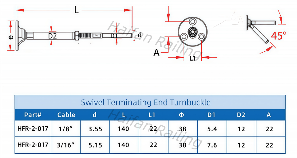 Cable Railing Swivel Terminating End Turnbuckle Cable Railing Swivel Terminating End Turnbuckle