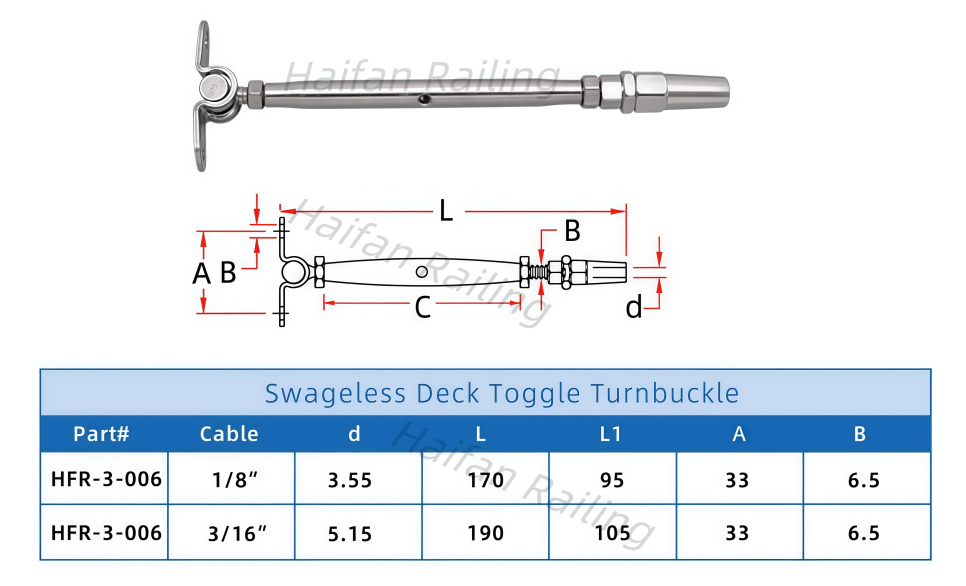 Swageless Deck Toggle Turnbuckle For Cable Railing Swageless Deck Toggle Turnbuckle For Cable Railing