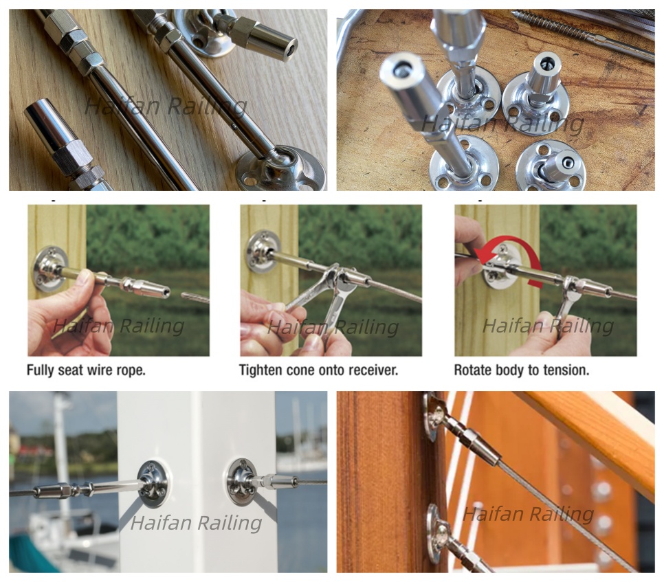 Cable Railing Swivel terminating ends and cable tensioners Cable Railing Swivel terminating ends and cable tensioners