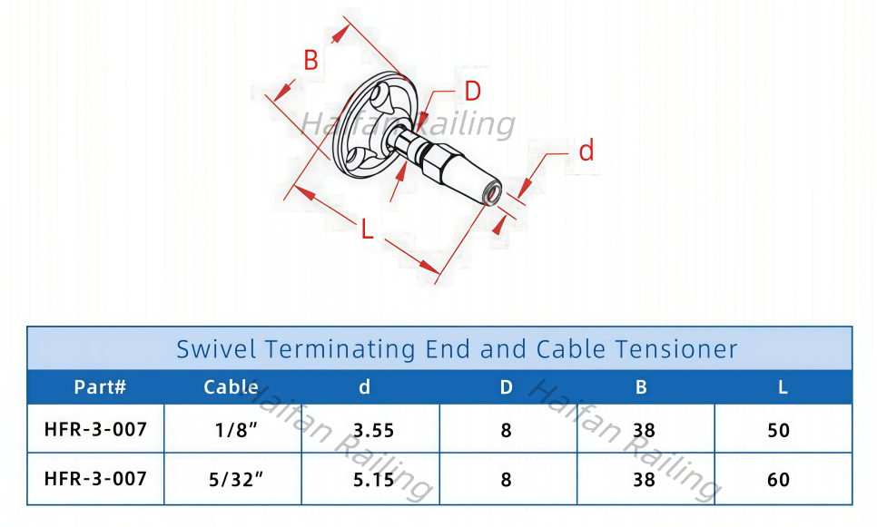 Cable Railing Swivel terminating ends and cable tensioners Cable Railing Swivel terminating ends and cable tensioners