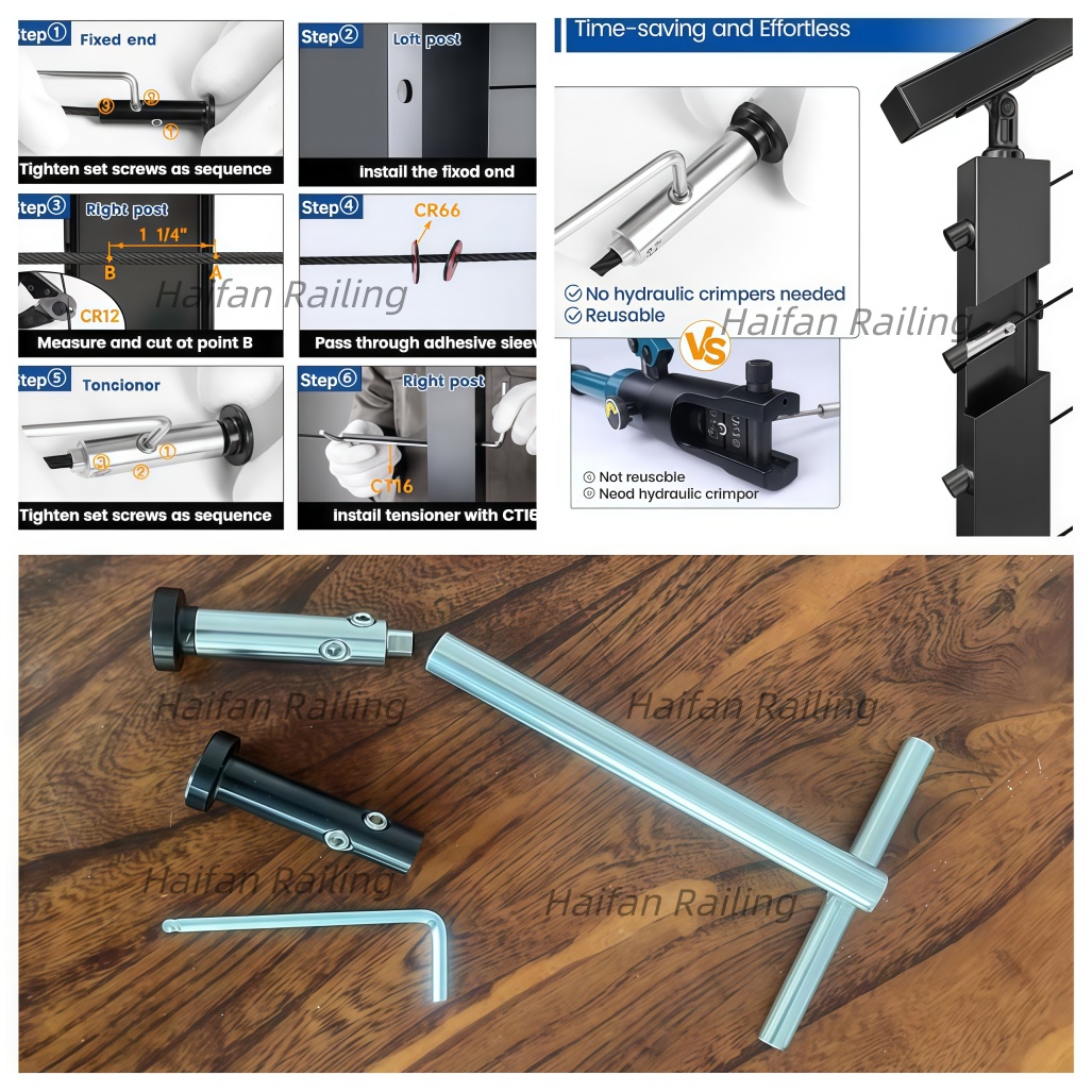 Black Invisible Swageless Cable Railing Tensioner