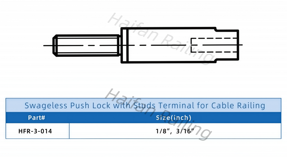 Swageless Push Lock with Studs Terminal for Cable Railing Swageless Push Lock with Studs Terminal for Cable Railing