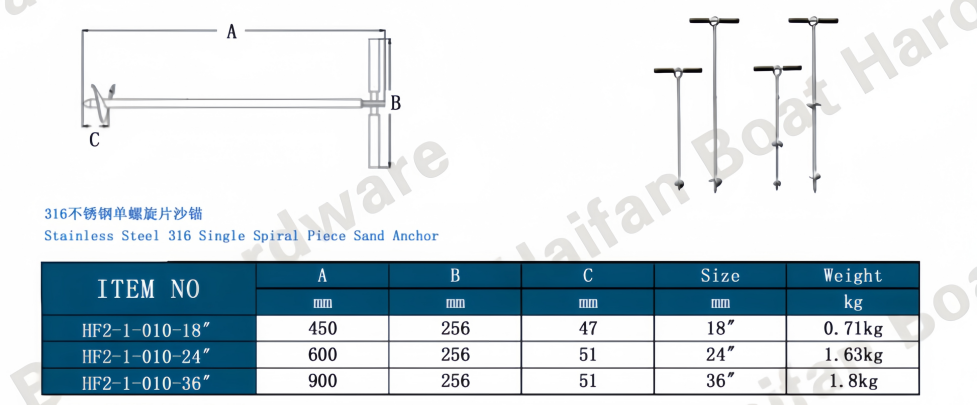 Single Spiral Piece Sand Anchor Single Spiral Piece Sand Anchor