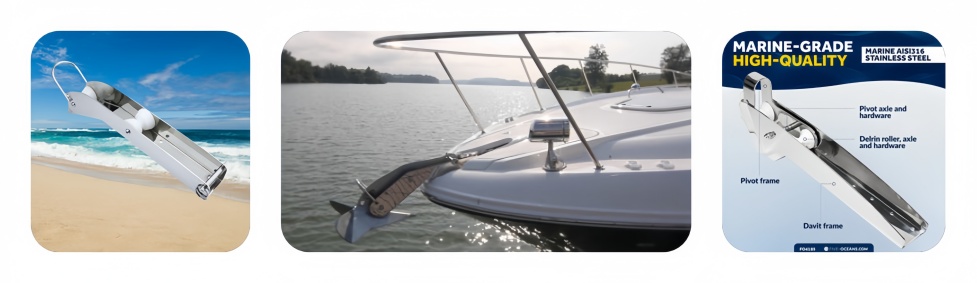 Extended Plate Boat Bow Anchor Roller
