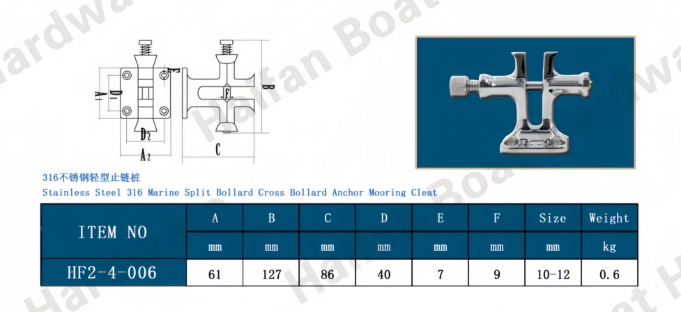 Marine Split Bollard Cross Bollard Anchor Mooring Cleat