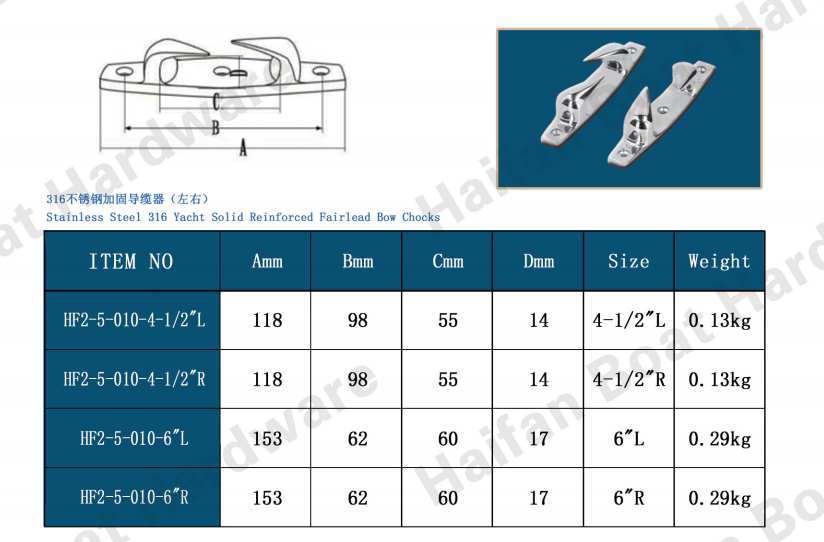 Marine Straight Bow Chocks Marine Straight Bow Chocks