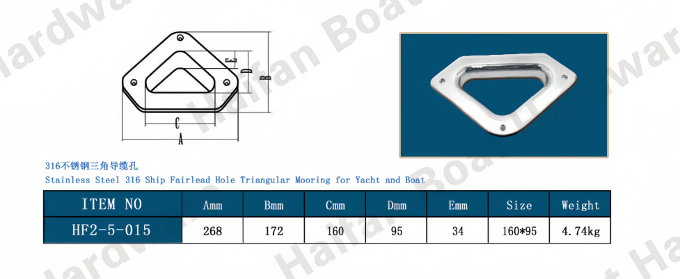 Triangular Boat Hawse Pipe Fairlead