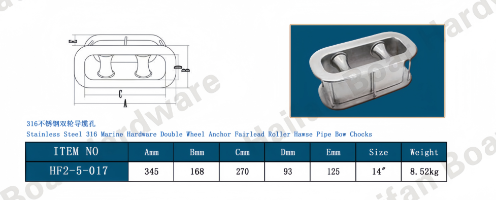 Double Wheel Anchor Fairlead Roller Hawse Pipe Bow Chock