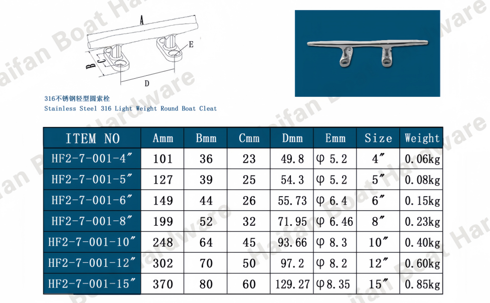 Light Weight Marine Round Boat Cleat