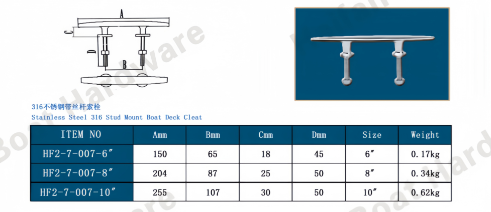 Stud Mount Humpback Dock Cleat Boat Stud Mount Humpback Dock Cleat Boat