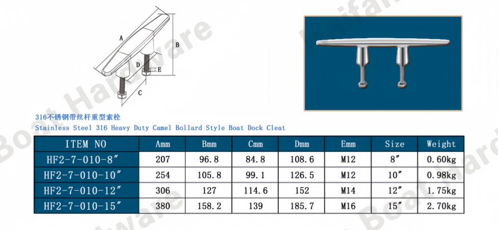 Stud Mount Humpback Dock Cleat Boat Stud Mount Humpback Dock Cleat Boat