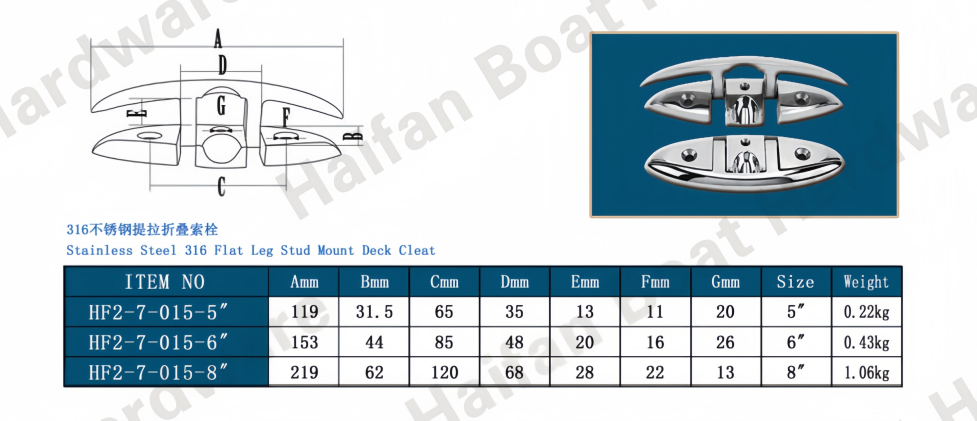 Boat Deck Lifting Folding Cleat Boat Deck Lifting Folding Cleat