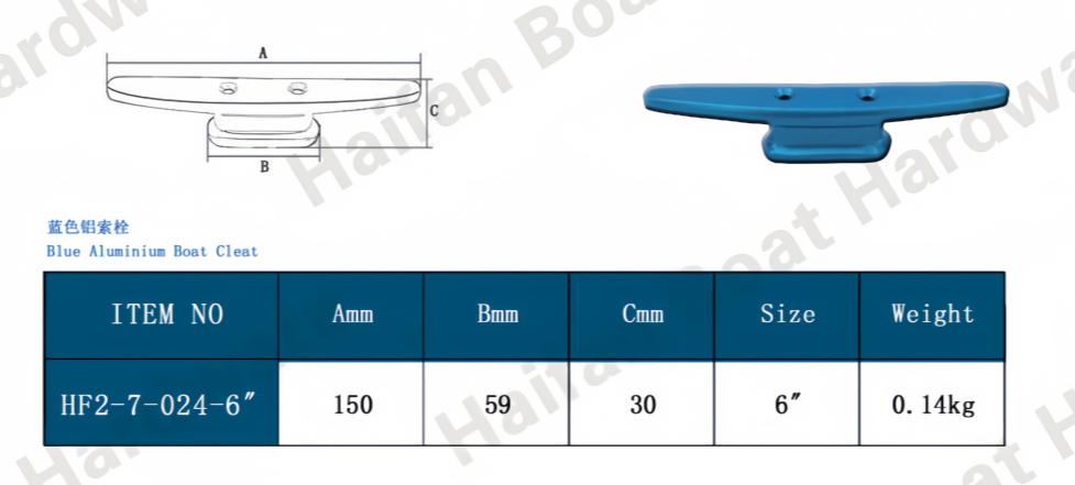 Blue Anodized Aluminium Boat Cleat Blue Anodized Aluminium Boat Cleat