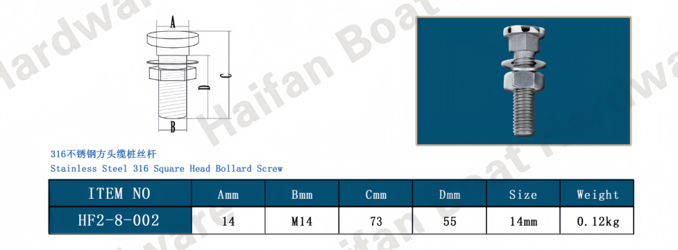 Square Head Bollard Screw Square Head Bollard Screw