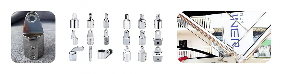 Triangular Bimini Top Eye End Cap with Double Set Screws