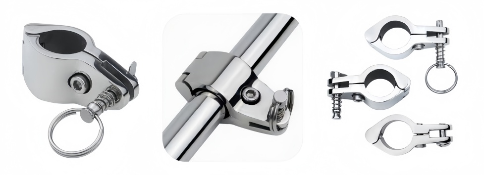 Hinged Jaw Slide featuring an integrated Quick-Release Pull Pin with a Lanyard Ring Hinged Jaw Slide featuring an integrated Quick-Release Pull Pin with a Lanyard Ring
