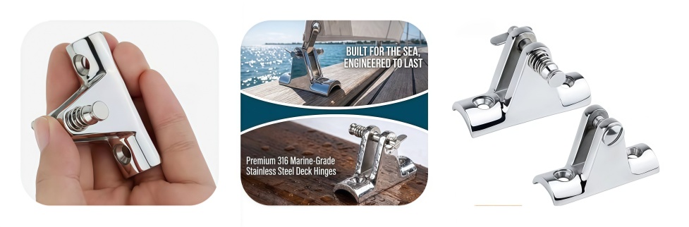 Concave Base Deck Hinge with Removable Spring Pin